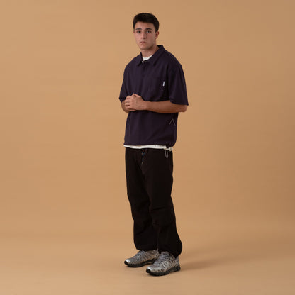 Navy 3-pack Polo Tee shirts in rayon fabric from Shuren Projects, casual men's shirts and tops displayed on a plain background.