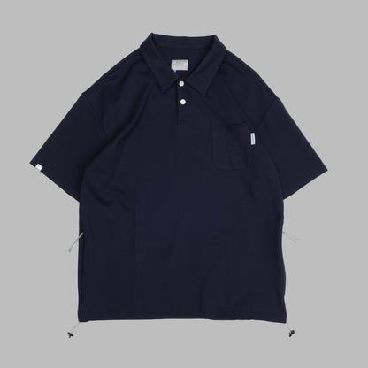 Navy 3-pack Shuren Projects polo tees made of rayon, casual shirts and tops for everyday wear.