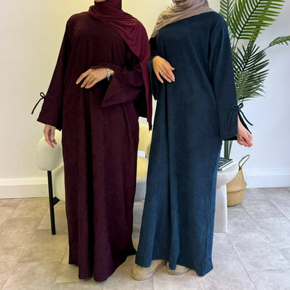 Mini Bow Sleeve Abaya | Simple Lace-Up Modest Abaya for Everyday Wear (MA130)