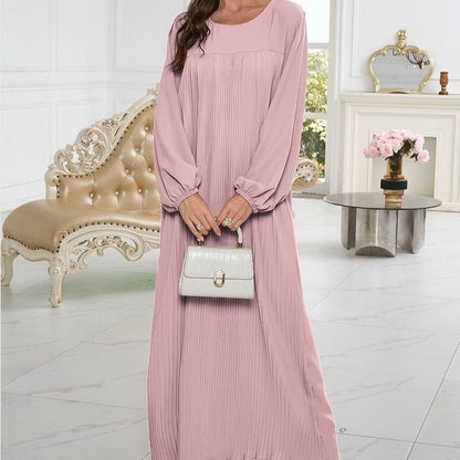 Simple Solid Color Pleated Abaya (MA094)