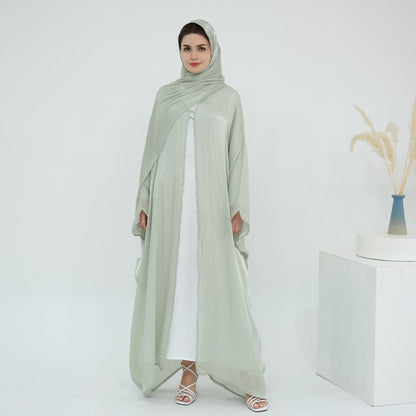 Soft Crinkle Island Cotton Batwing Cardigan 3-Piece Set (MOA228)