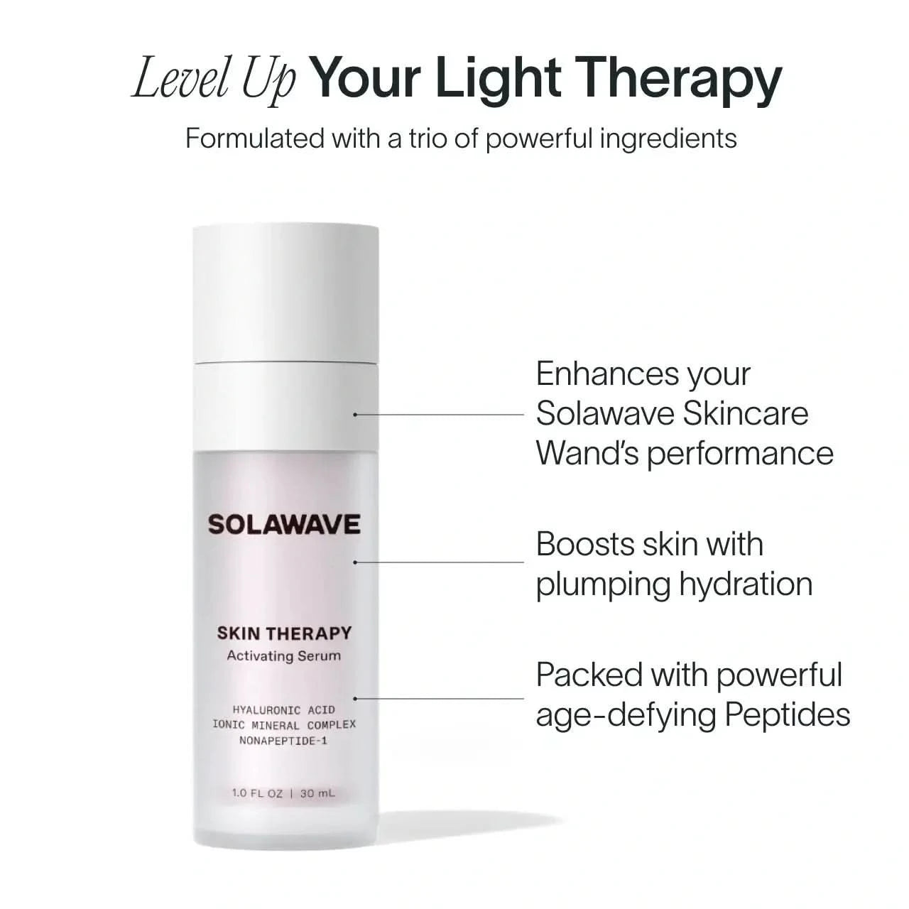 Solawave Skin Therapy Activating Serum in a 30ml bottle, a skincare topical for revitalizing and nourishing skin.