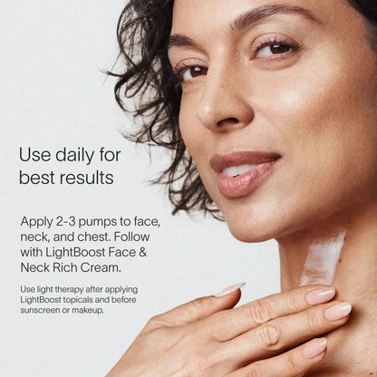 Solawave Light Therapy Boosting Face and Neck Serum in a sleek skincare topical bottle, designed for radiant skin.