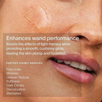 Solawave Light Therapy Boosting Wand and Activating Serum for skincare topicals, shown with the product and applicator.