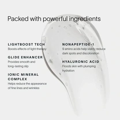 Solawave Light Therapy Boosting Wand with activating serum for skincare, showing the sleek wand and serum bottle in the image.