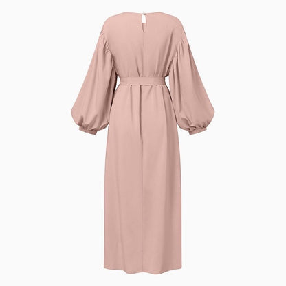 Solid Color Elegant Bubble Sleeve Abaya (MA092)