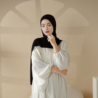Solid Color Hijab With Basic Headscarf Cap (MH038)