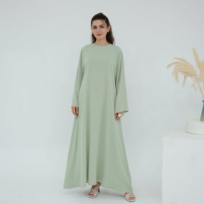 Solid Color Nida Abaya with Belt | A-Line Maxi Dress Abaya (MA359)