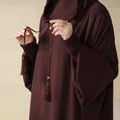 Solid Stylish Jilbab With A Hood | Crepe Jilbab With Attached Hood (MJ015)