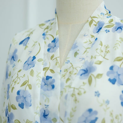 Spring Summer Floral Print Chiffon Cardigan | Double-Layer Modest Cover-Up Abaya (MOA170)