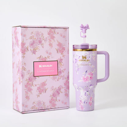 Stanley x LoveShackFancy Floral Lavender Quencher H2.0 FlowState Tumbler 40oz – Limited Edition Lavender Blossom Bow Tumbler