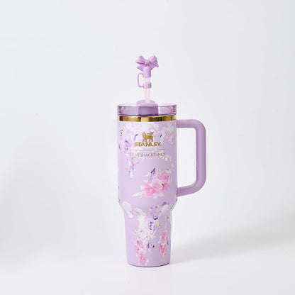 Stanley x LoveShackFancy Floral Lavender Quencher H2.0 FlowState Tumbler 40oz – Limited Edition Lavender Blossom Bow Tumbler