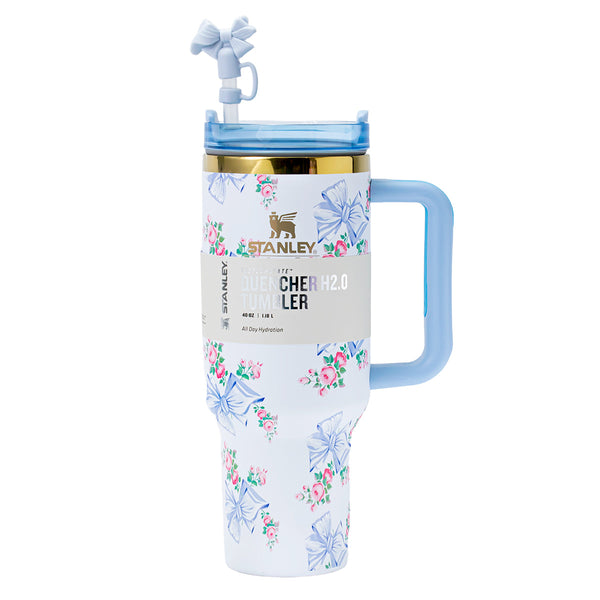 Stanley x LoveShackFancy Rosa Beaux Quencher H2.0 FlowState Tumbler 40oz – Limited Edition Floral Bow Collection