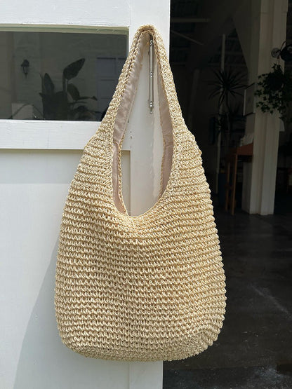 Straw Beach Bag for Women Fashionable Summer Versatile Large-capacity Holiday Style Straw Tote Bag (MAC241)