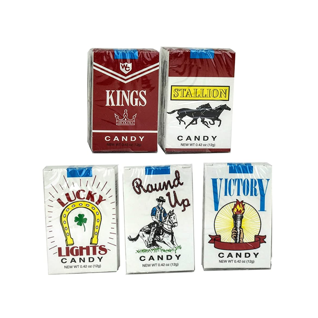 Pack of 24 Sweet Palace World's Candy Cigarettes, colorful candy sticks resembling traditional cigarette shape.