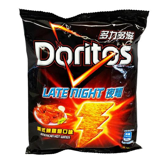 Imported Doritos Sweet Palace American Hot Wings flavored chips in a colorful bag with bold branding and spicy wing design.