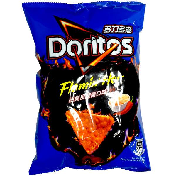 Imported Doritos Sweet Palace American Hot Wings flavor chips in bright packaging with spicy wing design on the bag.
