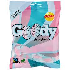 Sweet Palace Bubs Swedish Candy banana toffee in colorful packaging, showcasing the chewy toffee treats.