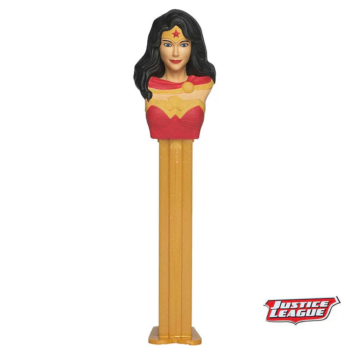 Batman PEZ dispenser from Justice League by Sweet Palace, featuring detailed Batman character figure on a plastic PEZ candy holder.