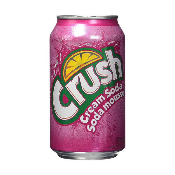 Pink Crush Cream Soda in a Sweet Palace branded beverage can, featuring vibrant pink packaging and classic soda design.