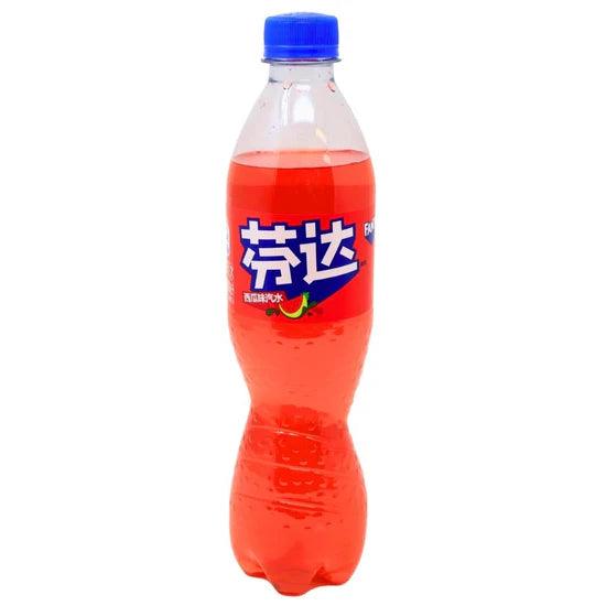 Fanta Watermelon beverage by Sweet Palace in a clear plastic bottle with vibrant watermelon flavor branding.