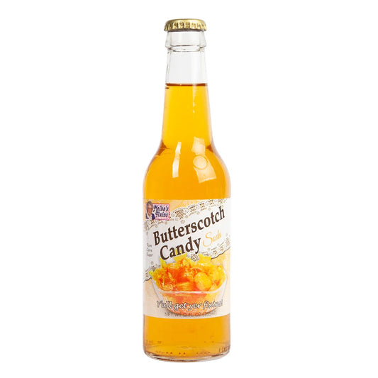 Bottle of Melba's Fixins Soda by Sweet Palace, showing the colorful label and fizzy carbonated beverage inside.