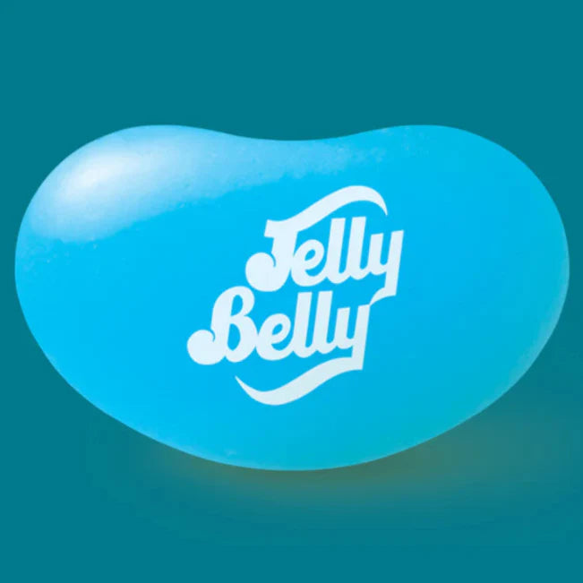 Sweet Palace Berry Blue Jelly Belly candy in a clear bag, showcasing shiny, blue and purple jelly beans with colorful accents.