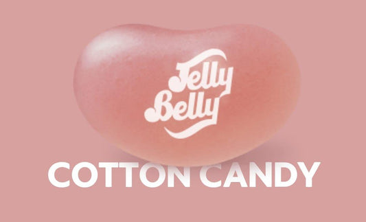 Colorful Jelly Belly Cotton Candy candy from Sweet Palace, featuring fluffy spun sugar and vibrant pink and blue hues.