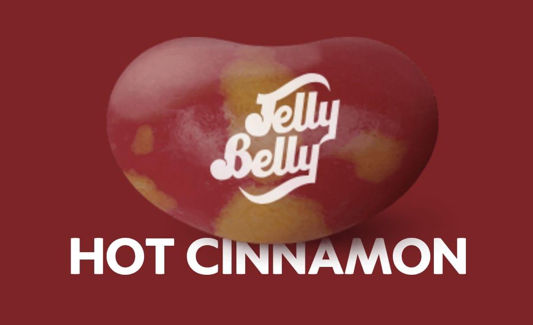 Sweet Palace Hot Cinnamon Jelly Belly candy in a clear bag, showcasing vibrant red cinnamon-flavored candies.