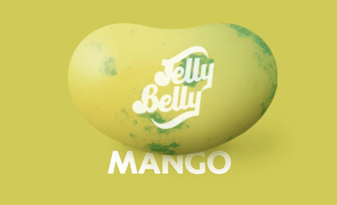 Sweet Palace Mango Jelly Belly candy in a 0.5-pound bag, colorful mango-flavored jelly beans on display.