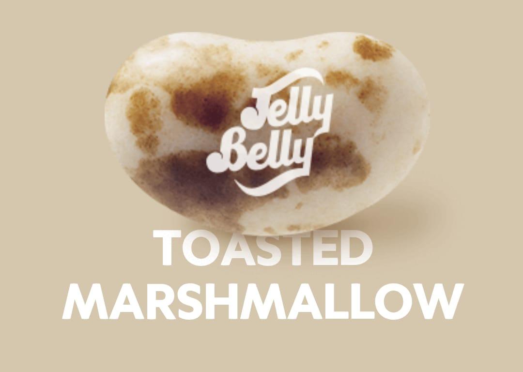 Sweet Palace Toasted Marshmallow Jelly Belly candy in a clear bag, showing colorful toasted marshmallow-flavored jelly beans.