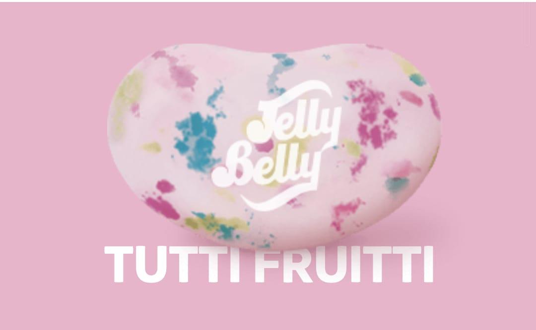 Assorted Jelly Belly Tutti Frutti candy in a clear bag, colorful fruit-flavored jelly beans from Sweet Palace.