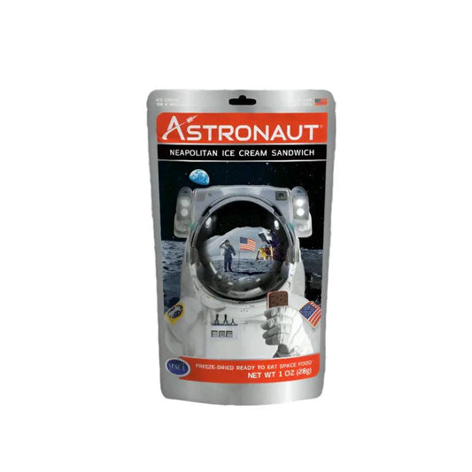 Sweet Palace astronaut-themed Neapolitan ice cream sandwich candy, showing the detailed candy design and packaging front.