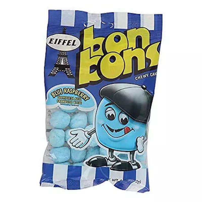 Blue raspberry Bon Bons candy by Sweet Palace, colorful round candies with a shiny blue coating and sweet raspberry flavor.