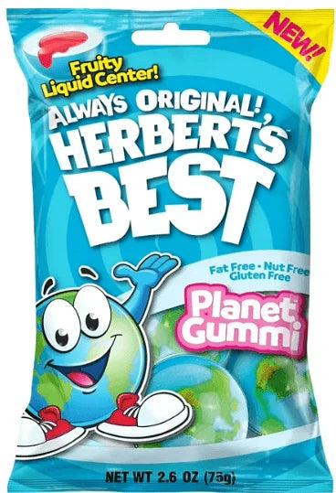 Herbert's Gummi Planets candy in vibrant galaxy-colored gummies shaped like planets from Sweet Palace.