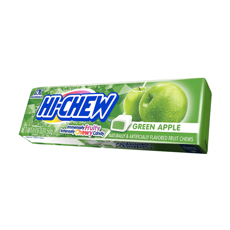 Hi-Chew Green Apple candy stick from Sweet Palace, featuring bright green apple-flavored chewy candy.