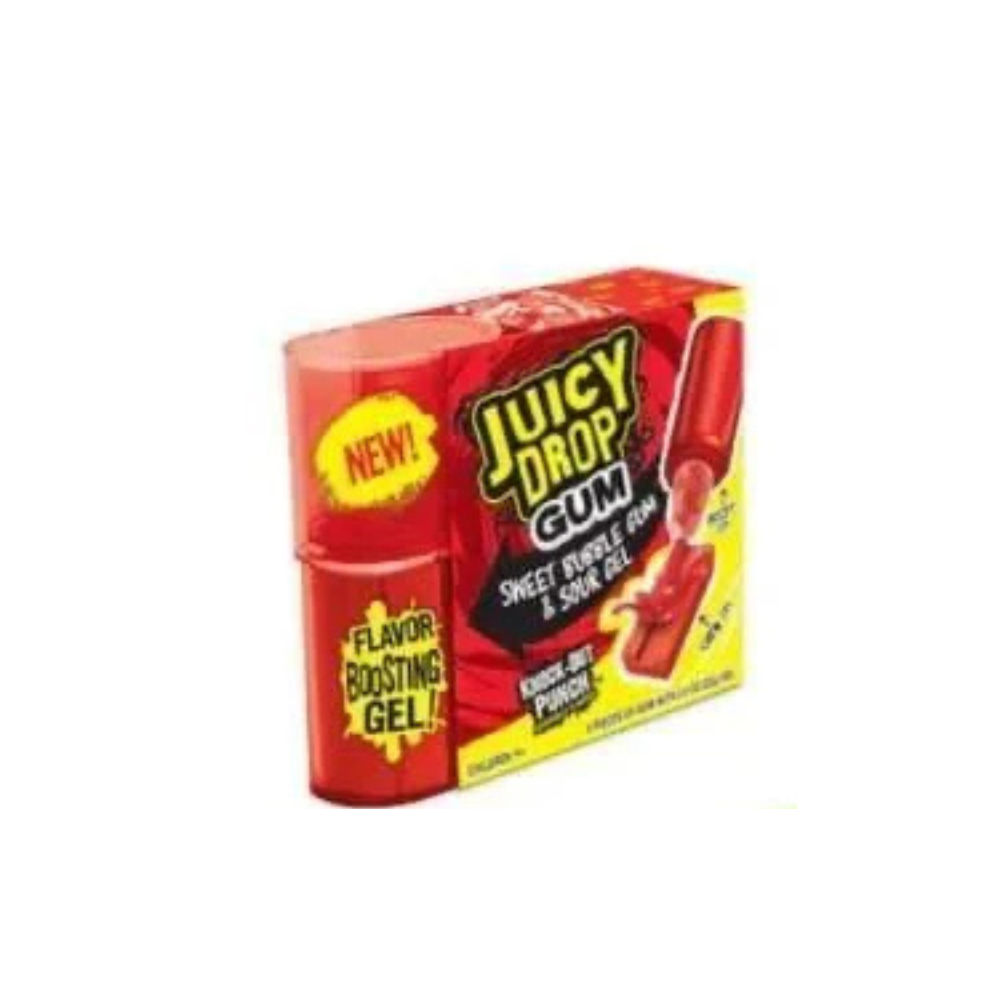 Juicy Drop Gum Knock-Out Punch candy by Sweet Palace with colorful packaging and vibrant gum pieces.