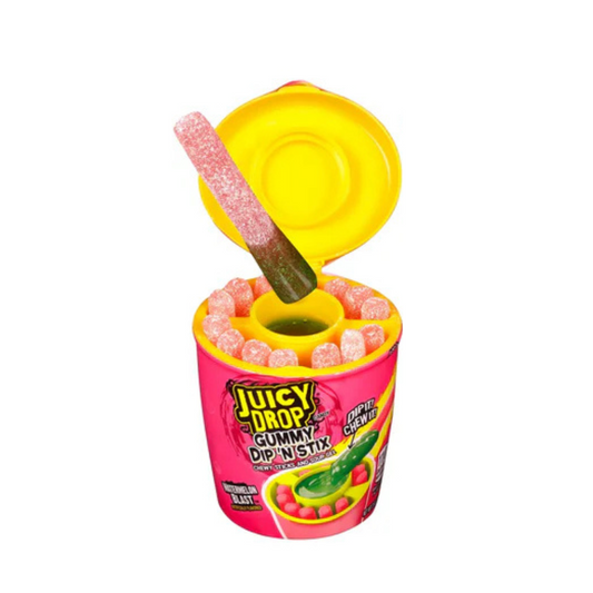 Juicy Drop Gummy Dip'N Stix Watermelon Blast candy from Sweet Palace with watermelon-flavored gummies and dipping sticks.