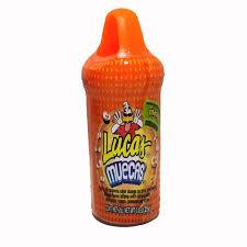 Lucas Muecas Mango candy by Sweet Palace, featuring colorful mango-flavored lollipops with spicy chamoy coating.