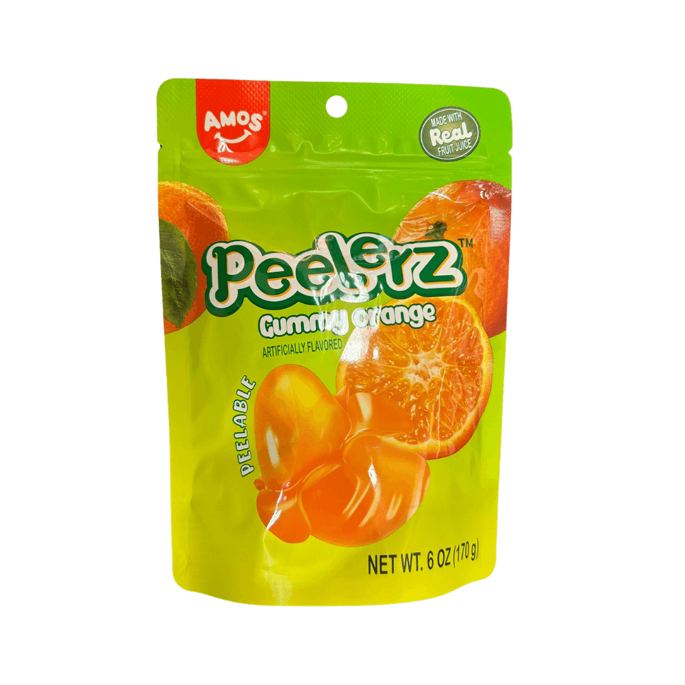 Sweet Palace Peelerz Orange candy in a 6 oz box, bright orange fruit-flavored chewy candies arranged in the package.