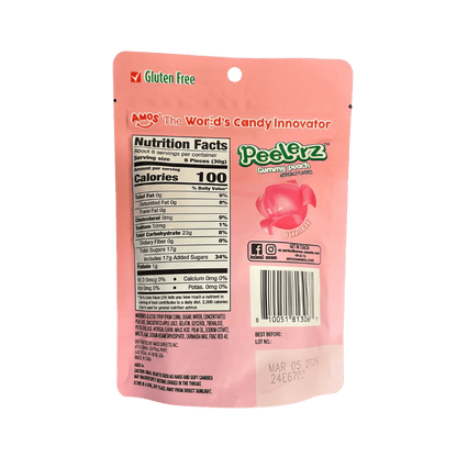 Peelerz Peach candy by Sweet Palace in a 6 oz bag, vibrant peach-flavored chewy candies with colorful packaging.