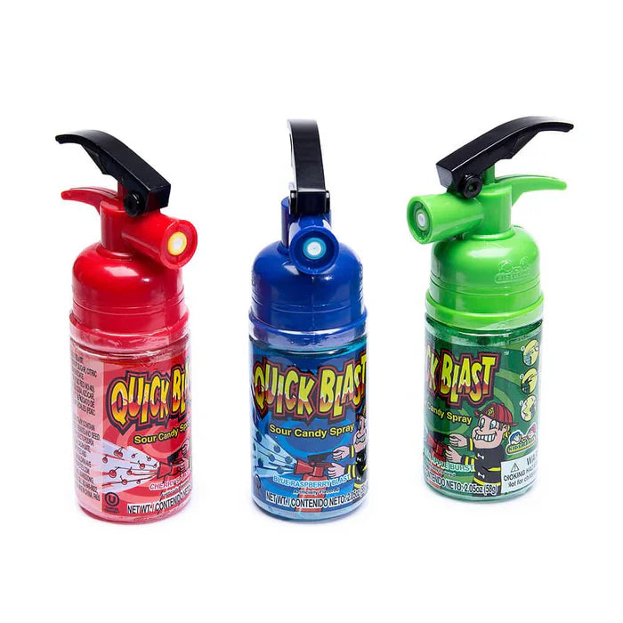 Colorful Quick Blast candy from Sweet Palace with bright packaging and a variety of sweet, vibrant candies inside.