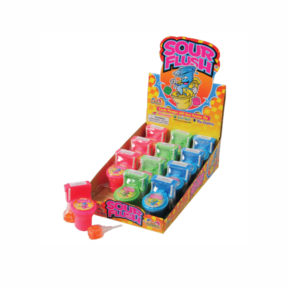 Sweet Palace Sour Flush Candy Powder in bright packaging, showcasing colorful powder for tangy, flavored candy enjoyment.