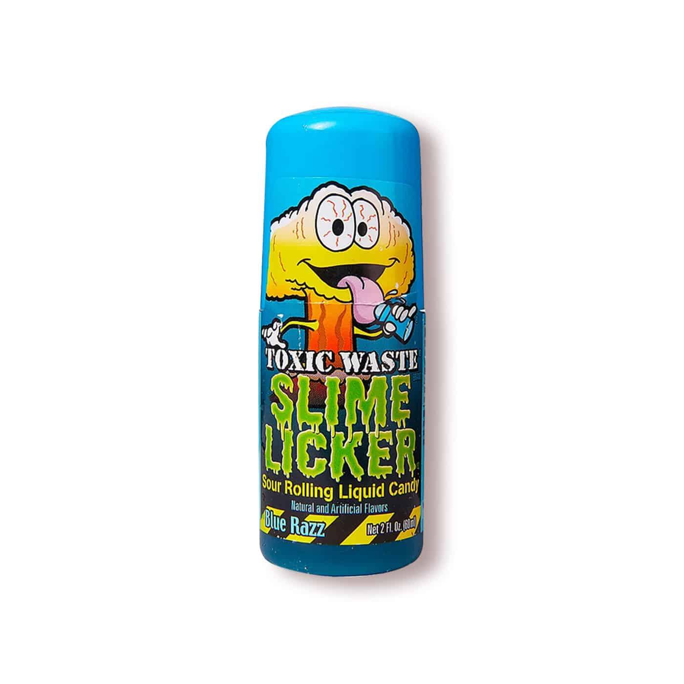 Blue Raspberry Toxic Waste Slime Licker 2.0 candy from Sweet Palace, featuring bright blue slime texture and vibrant blue raspberry flavor.