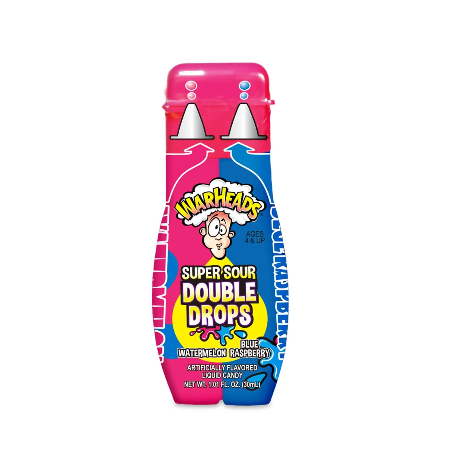 Warheads Double Drops Watermelon and Blue Raspberry candy by Sweet Palace, colorful chewy candies with fruity flavors.