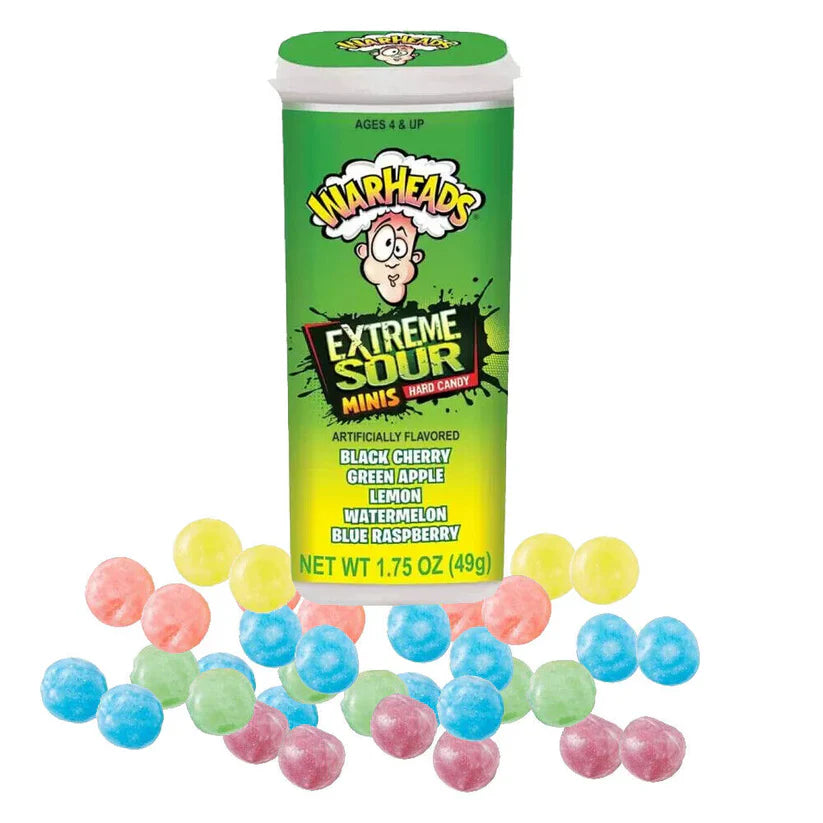 Warheads Extreme Sour Minis candy from Sweet Palace, colorful hard candies with intense sour flavor in a variety of colors.