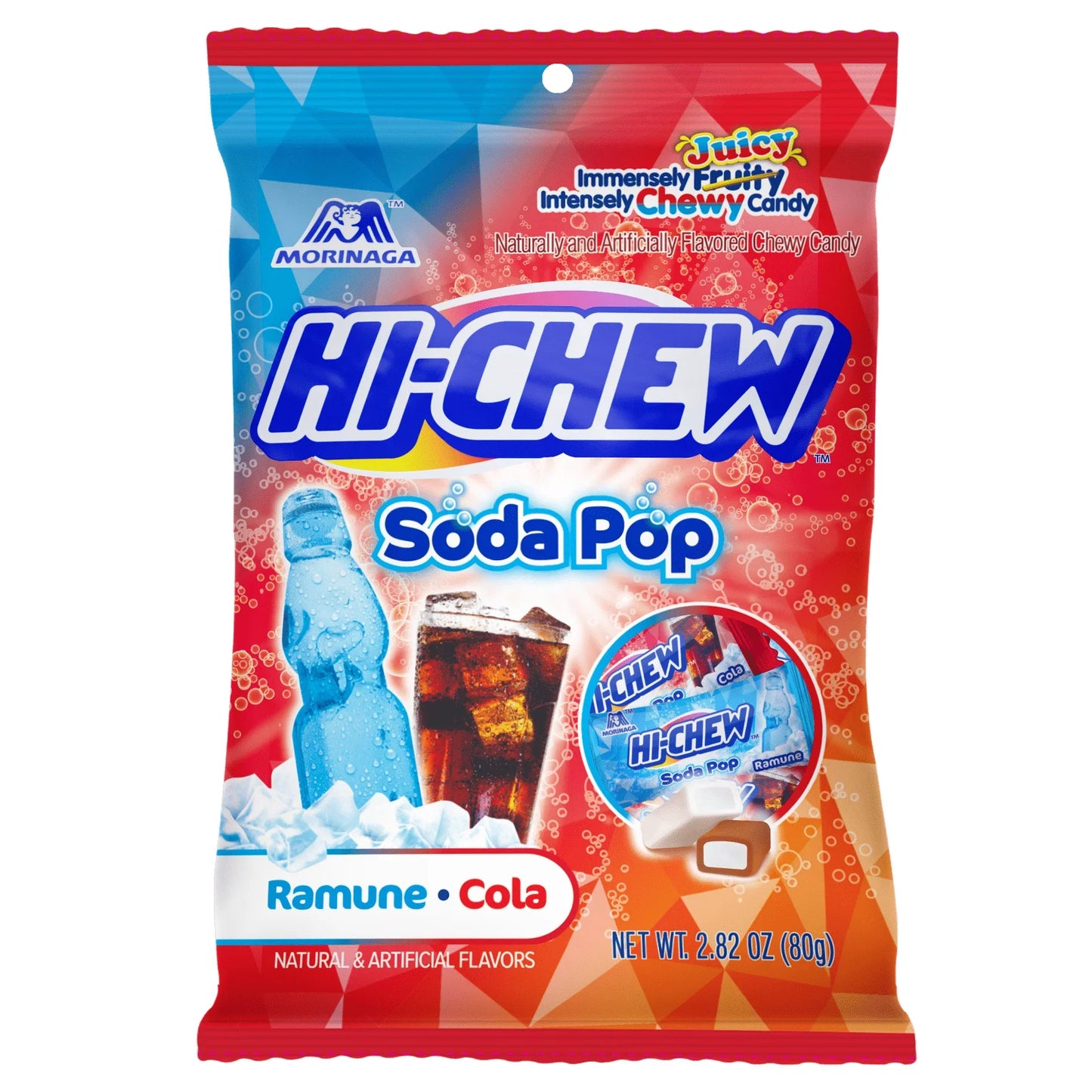 Assorted Hi-Chew candies in a mix of flavors from Sweet Palace, colorful chewy fruit candies on display.