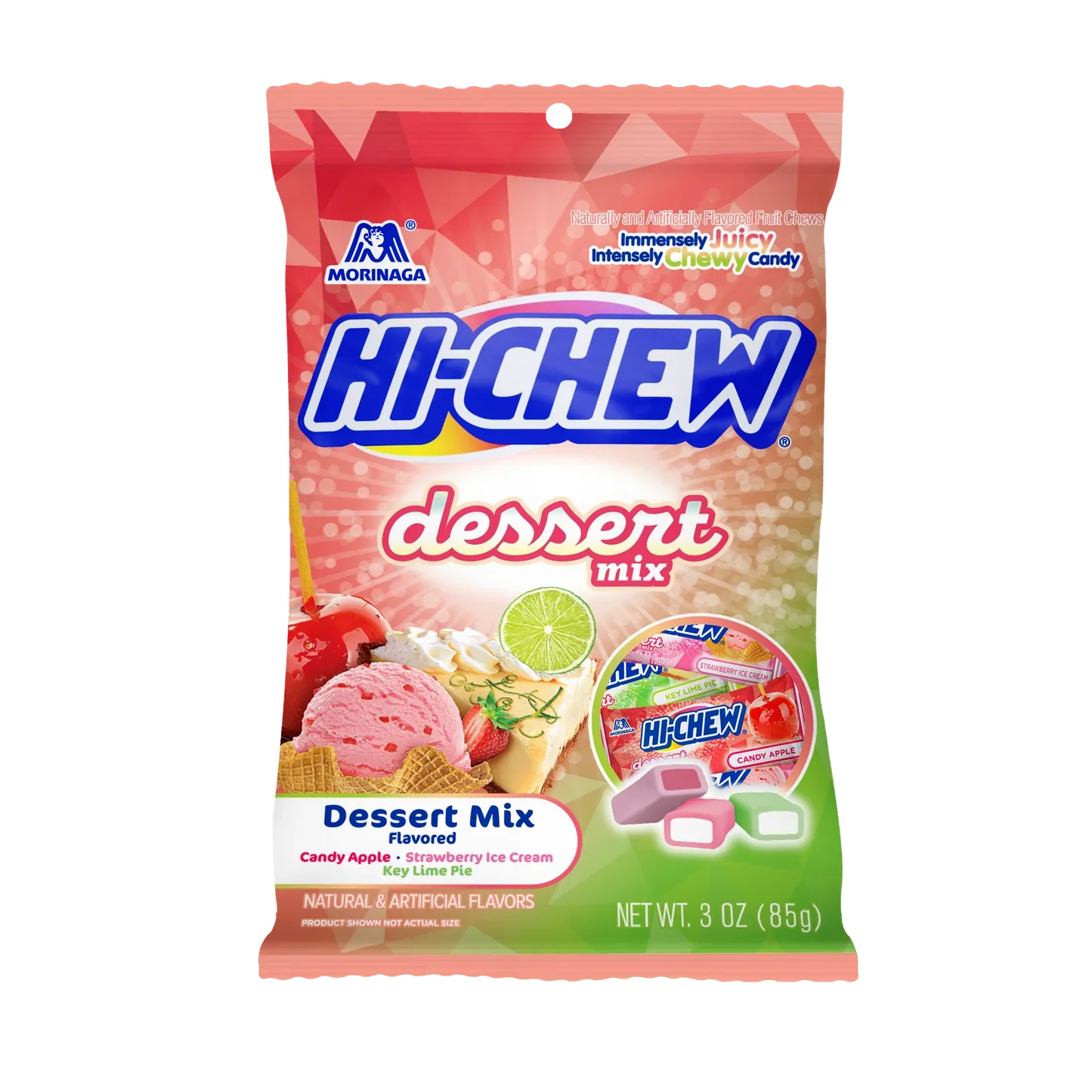 Assorted Hi-Chew candies by Sweet Palace in vibrant colors and fruit flavors, displayed in a close-up shot.