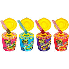 Juicy Drop candy pop by Sweet Palace featuring colorful packaging and a bright, fruity lollipop on a white background.