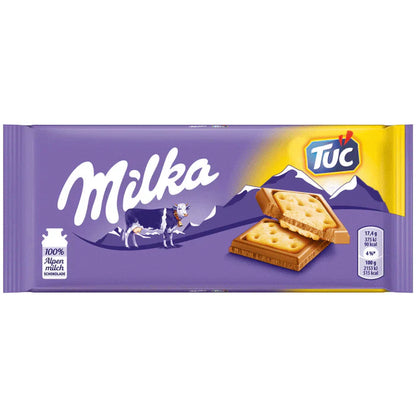 Sweet Palace Milka Chocolates candy pack featuring alpine milk chocolate bars with purple packaging and the Milka logo.
